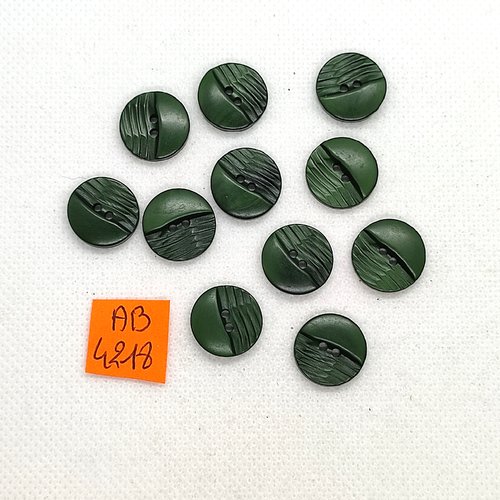 11 boutons en résine vert - 15mm - ab4218