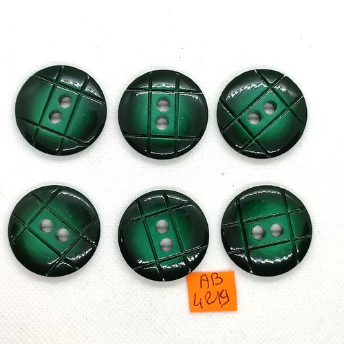 6 boutons en résine vert - 31mm - ab4219
