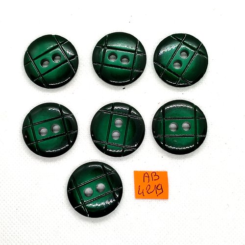 7 boutons en résine vert - 27mm - ab4219