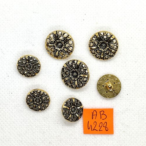 7 boutons en métal doré - 17mm et 14mm - ab4228