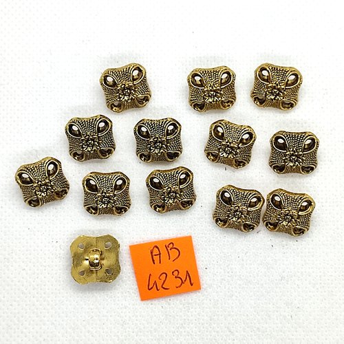 13 boutons en résine doré - 13x13mm - ab4231