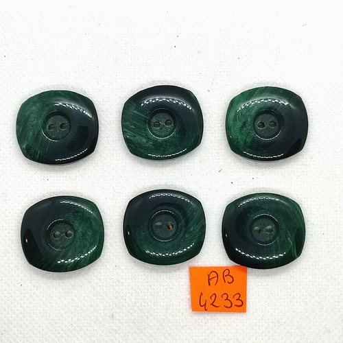 6 boutons en résine vert - 24x26mm - ab4233