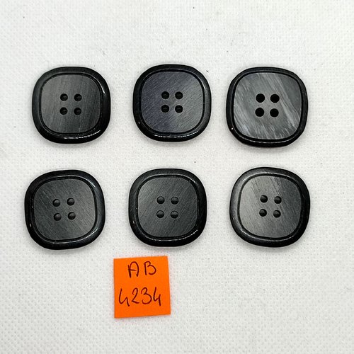 6 boutons en résine gris - 25x25mm - ab4234