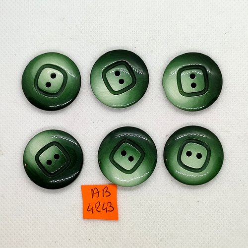 6 boutons en résine vert - 27mm - ab4243