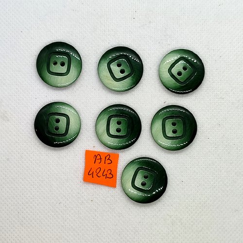 7 boutons en résine vert - 22mm - ab4243
