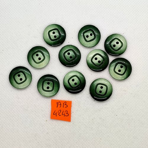 11 boutons en résine vert - 18mm - ab4243