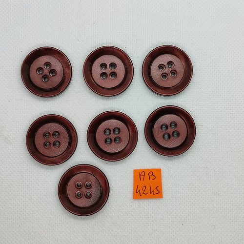 7 boutons en résine marron - 27mm - ab4245