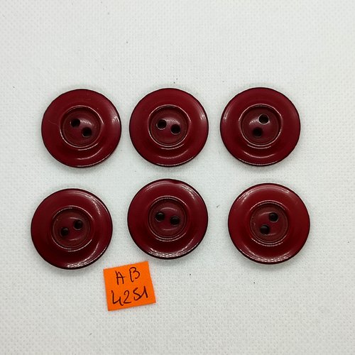 6 boutons en résine bordeaux - 27mm - ab4251