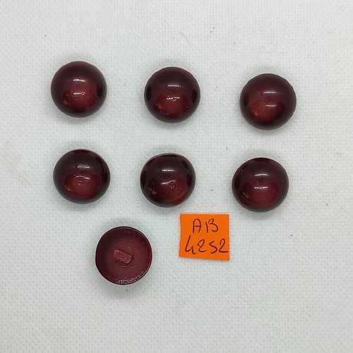 7 boutons en résine bordeaux - 19mm - ab4252