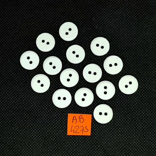 15 boutons en résine blanc - 14mm - ab4275