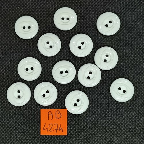 6 boutons en résine blanc - 18mm - ab4274
