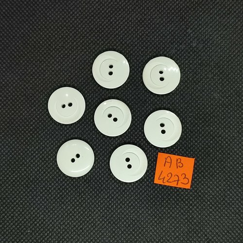 7 boutons en résine blanc - 17mm - ab4273