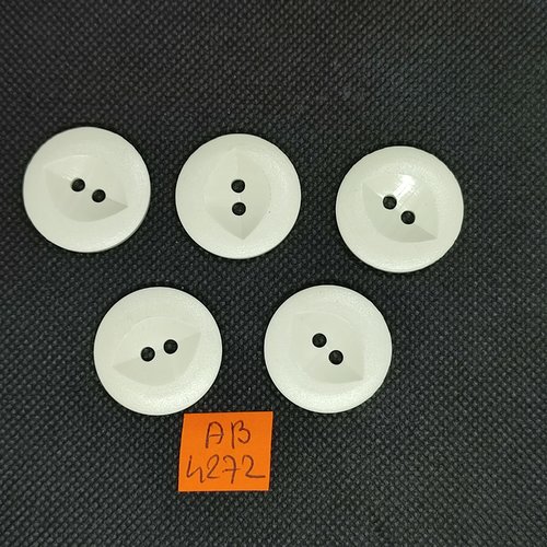 5 boutons en résine blanc - 27mm - ab4272