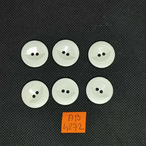 6 boutons en résine blanc - 21mm - ab4272