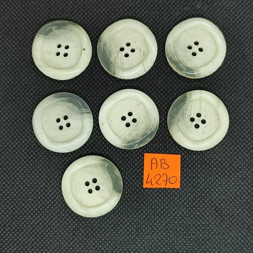 7 boutons en résine ivoire - 27mm - ab4270