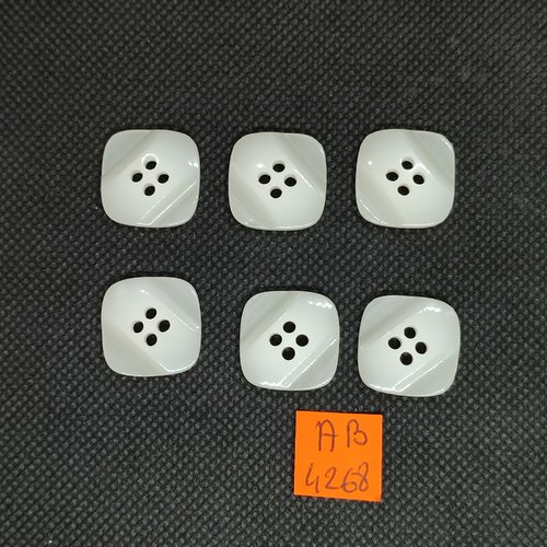 6 boutons en résine ivoire - 18x18mm - ab4268