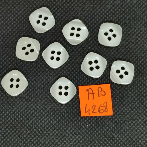 9 boutons en résine ivoire - 12x12mm - ab4268