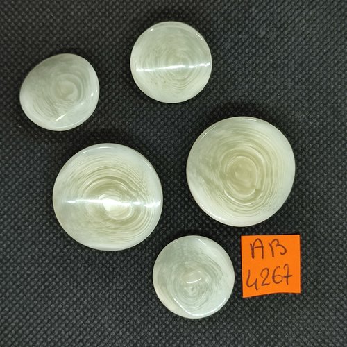 5 boutons en résine ivoire - 30mm et 23mm - ab4267