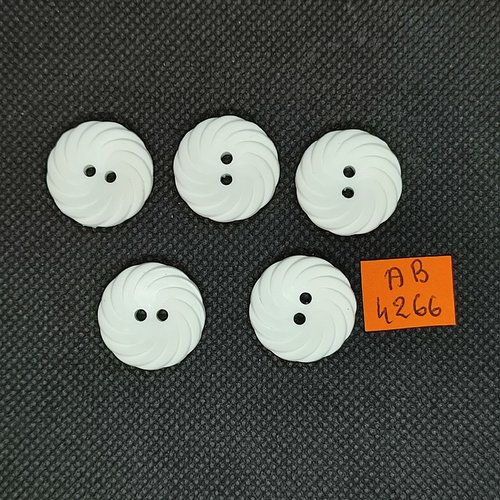 5 boutons en résine blanc - 20mm - ab4266