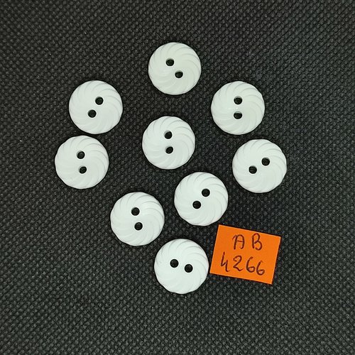 9 boutons en résine blanc - 15mm - ab4266