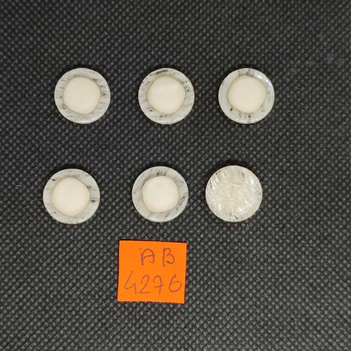 7 boutons en résine ivoire et transparent - 18mm - ab4276