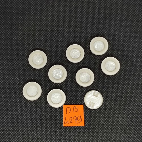 9 boutons en résine ivoire - 15mm - ab4279