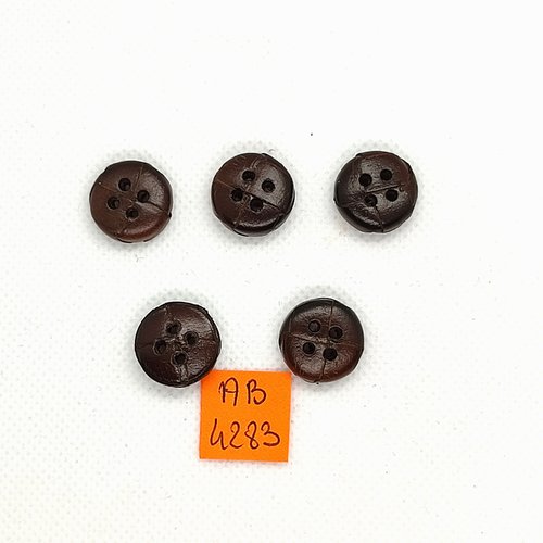 5 boutons en cuir marron - vintage - 16mm - ab4283