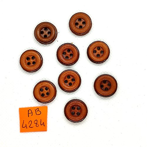 9 boutons en cuir marron clair - vintage - 16mm - ab4284