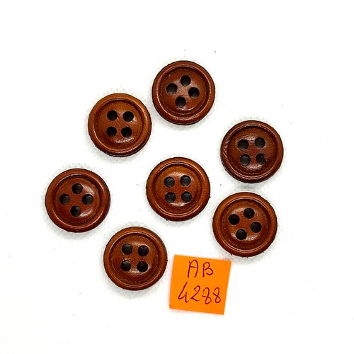 7 boutons en cuir marron - vintage - 20mm - ab4288