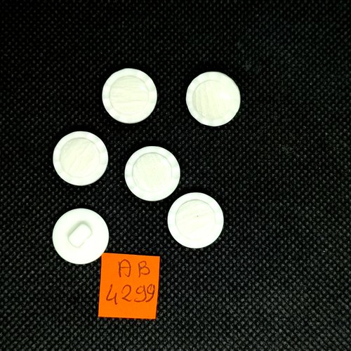 6 boutons en résine blanc - 15mm - ab4299