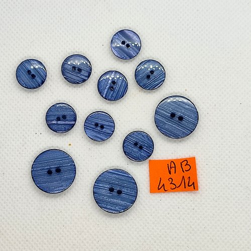 11 boutons en résine bleu - 18mm et 12mm - ab4314