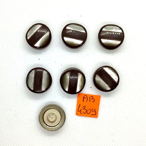 7 boutons en résine beige et marron - 20mm - ab4309