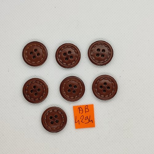 7 boutons en cuir marron - vintage - 18mm - ab4294