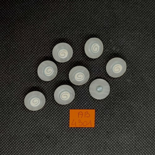 8 boutons en résine ivoire - 15mm - ab4301