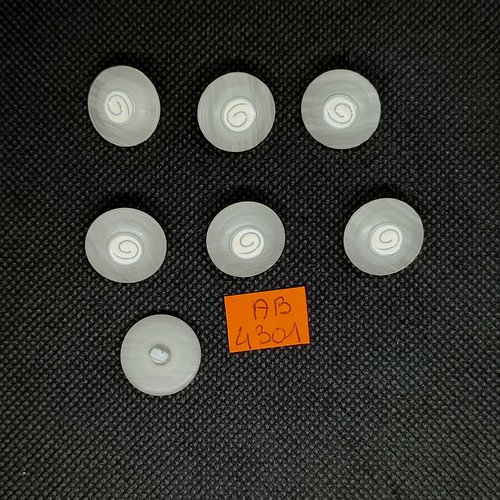 7 boutons en résine ivoire - 23mm - ab4301