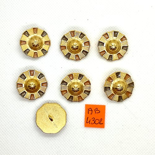 7 boutons en métal doré - 22mm - ab4302