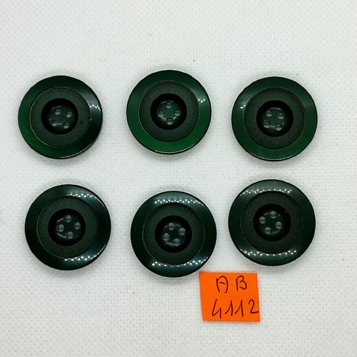 6 boutons en résine vert foncé - 27mm - ab4112