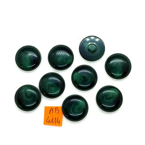 9 boutons en résine vert foncé - 22mm - ab4114