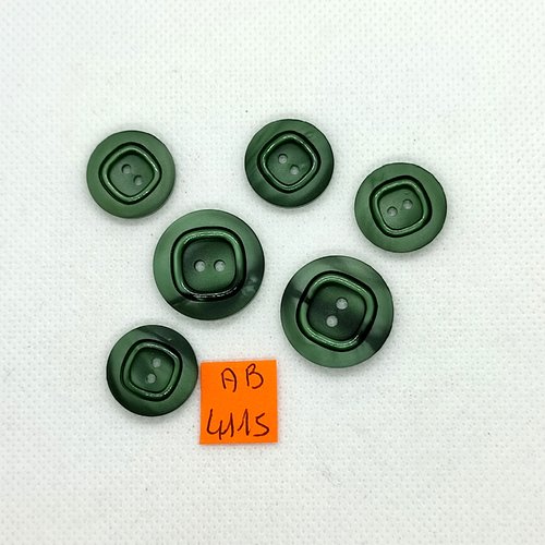 6 boutons en résine vert - 22mm et 18mm - ab4115