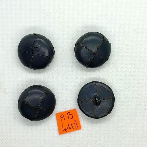 4 boutons en cuir gris - vintage - 28mm - ab4118