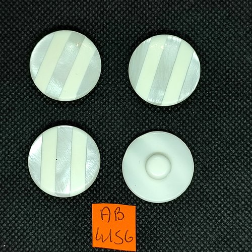 4 boutons en résine blanc - 25mm - ab4156