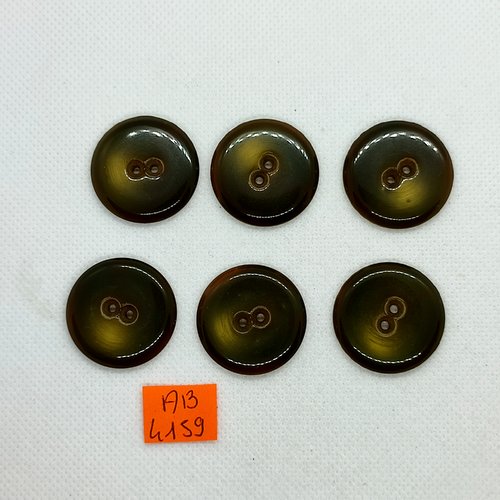6 boutons en résine vert/kaki - 27mm - ab4159