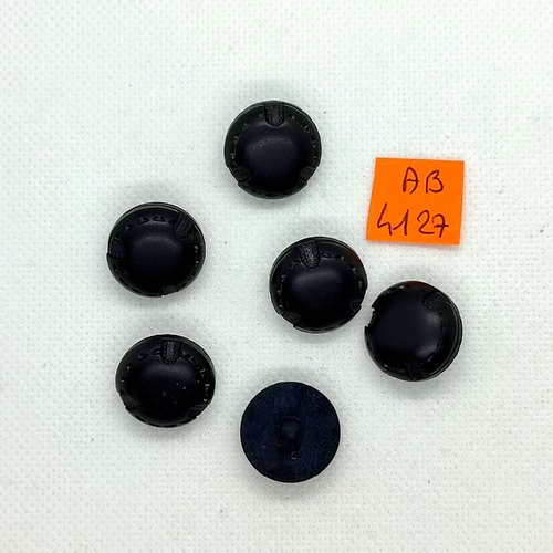6 boutons en résine bleu nuit/noir - 18mm - ab4127