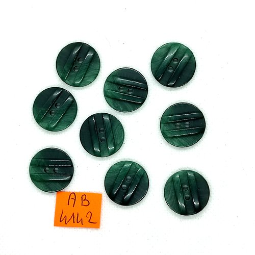 9 boutons en résine vert - 18mm - ab4142