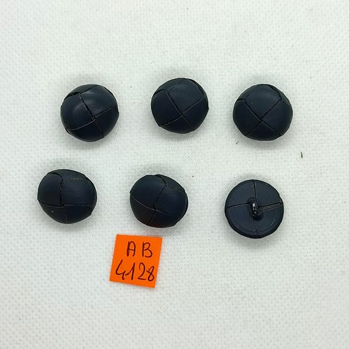 6 boutons en cuir gris - vintage - 18mm - ab4128