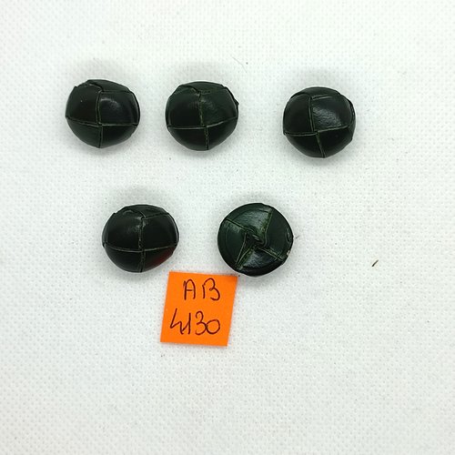 5 boutons en cuir vert - vintage - 18mm - ab4130