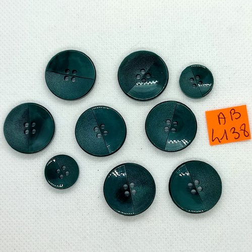 9 boutons en résine vert - 22mm et 15mm - ab4138