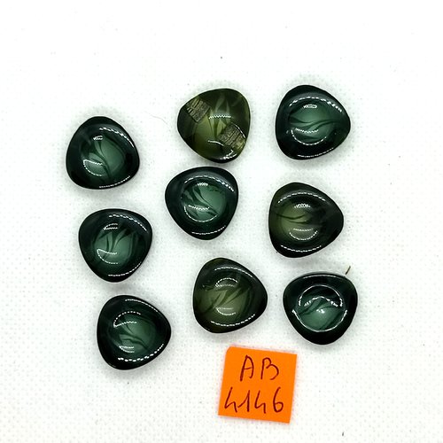 9 boutons en résine vert - 16mm - ab4146