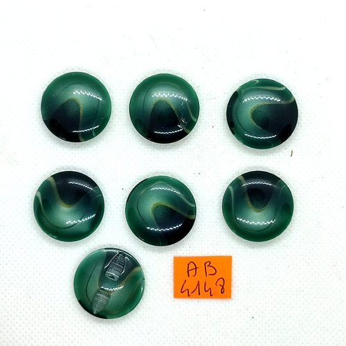 7 boutons en résine vert - 23mm - ab4148