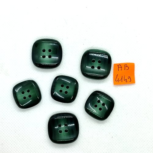 6 boutons en résine vert - 24x24mm et 21x21mm - ab4149